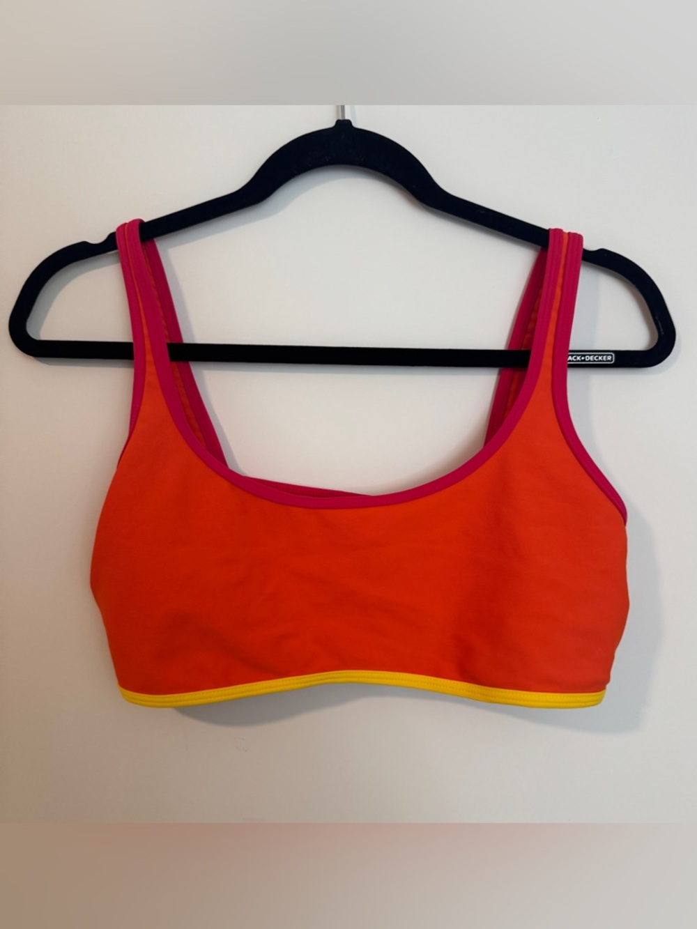 Skatie Orange Swim Top with Pink Trim and Yellow Accent